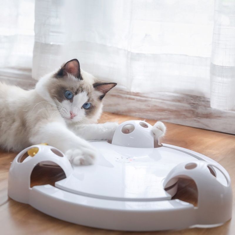 KFX-0819261 Auto-Rotating Electric Cat and Mouse Play Turntable Toy, Durable ABS Material, 0.68 Weight