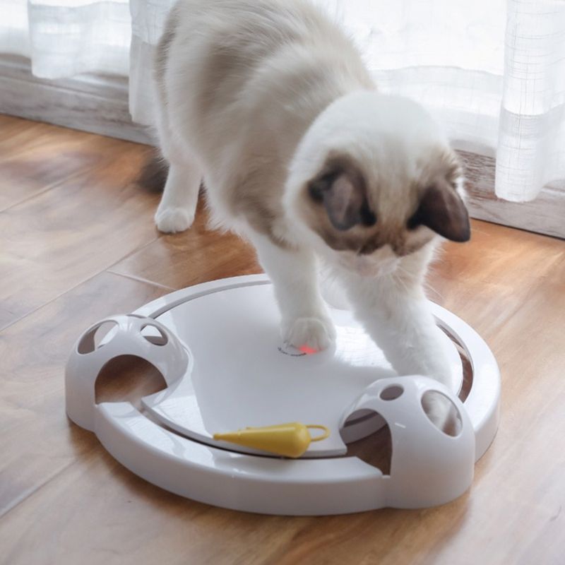 KFX-0819261 Auto-Rotating Electric Cat and Mouse Play Turntable Toy, Durable ABS Material, 0.68 Weight