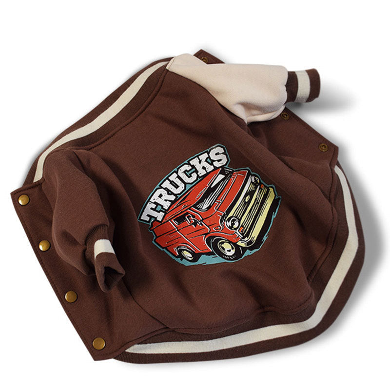 KFX-0819517 Casual Fleece Sweater for Medium Dogs - Brown & Green Designs