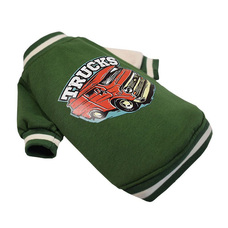 KFX-0819517 Casual Fleece Sweater for Medium Dogs - Brown & Green Designs