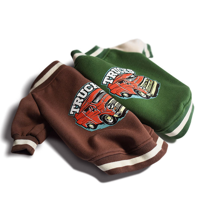 KFX-0819517 Casual Fleece Sweater for Medium Dogs - Brown & Green Designs