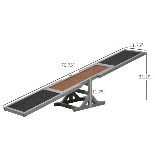 KFX-0819901 Wooden Dog Agility Seesaw for Training and Exercise, 71" Outside Play Equipment