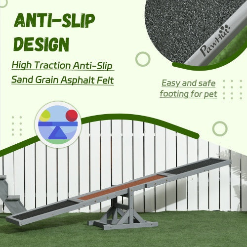 KFX-0819901 Wooden Dog Agility Seesaw for Training and Exercise, 71" Outside Play Equipment