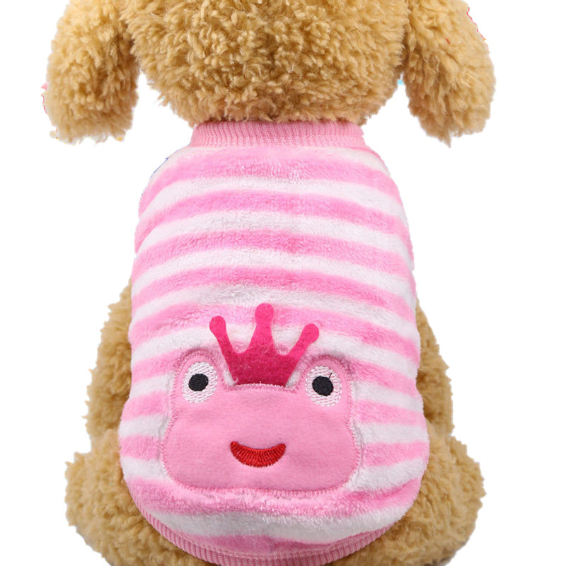 KFX-0822589 Winter Cartoon Flannel Sleeveless Dog Clothes for Small Pets