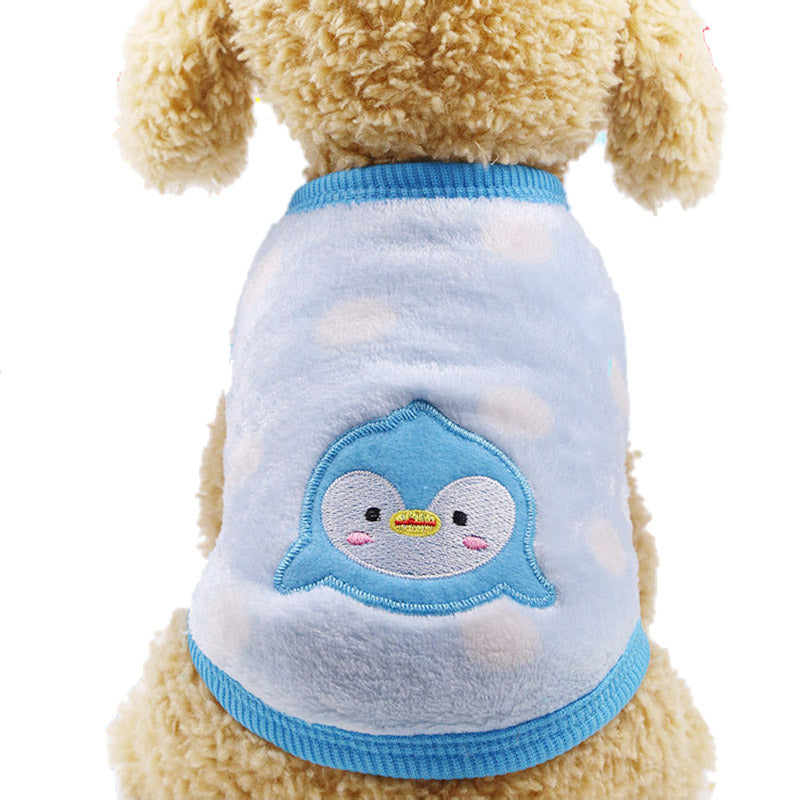 KFX-0822589 Winter Cartoon Flannel Sleeveless Dog Clothes for Small Pets
