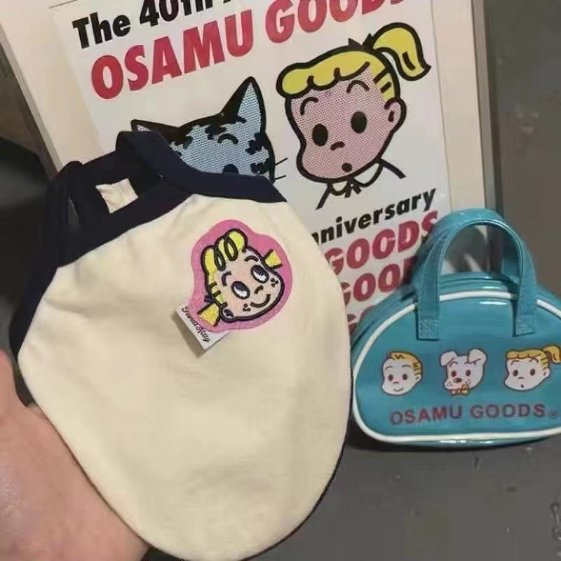 KFX-0824765 Pet Sling Vest for Cats - Cute Cartoon Design in Blue and Red, Acrylic Material