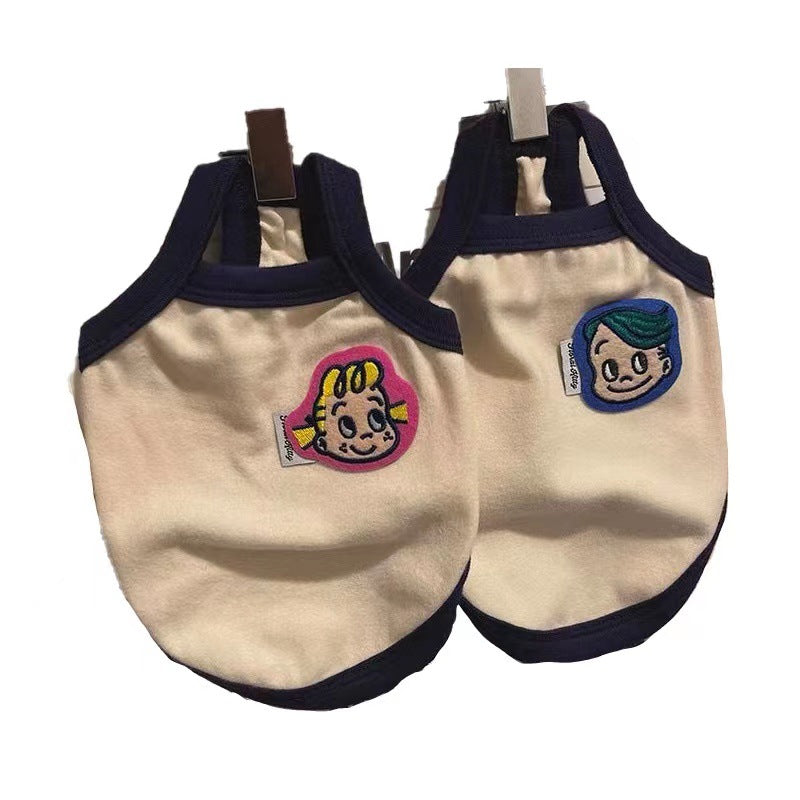 KFX-0824765 Pet Sling Vest for Cats - Cute Cartoon Design in Blue and Red, Acrylic Material