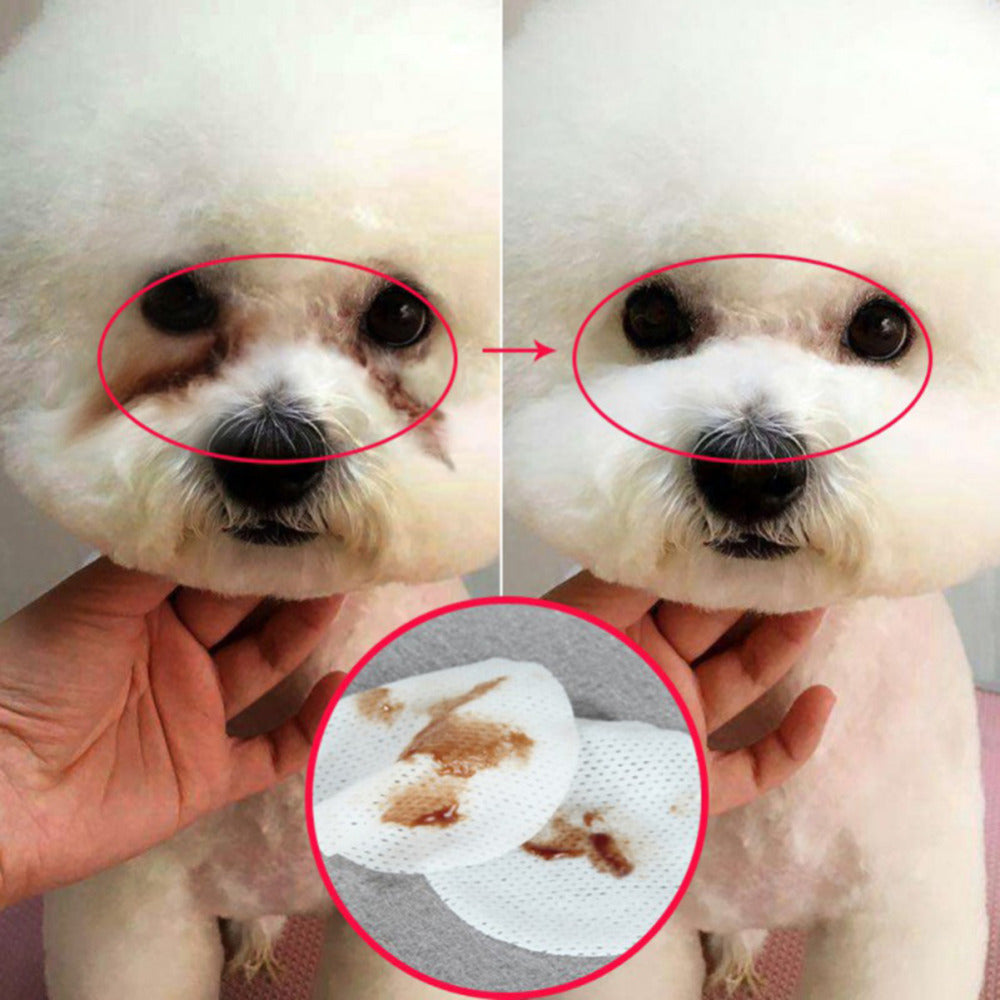 KFX-0825789 Gentle Tear Stain Cleaning Wipes for Dogs and Cats – 130 Natural Cotton Eye Grooming Pads