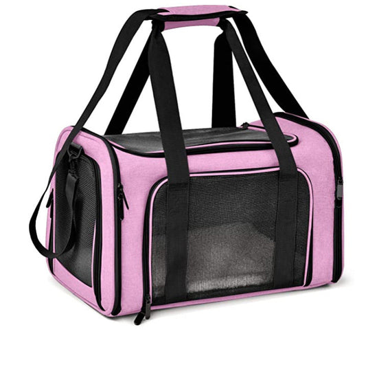 KFX-0826429 Large Capacity Thickened Waterproof Pet Carrier Bag in Black, Gray, and Pink