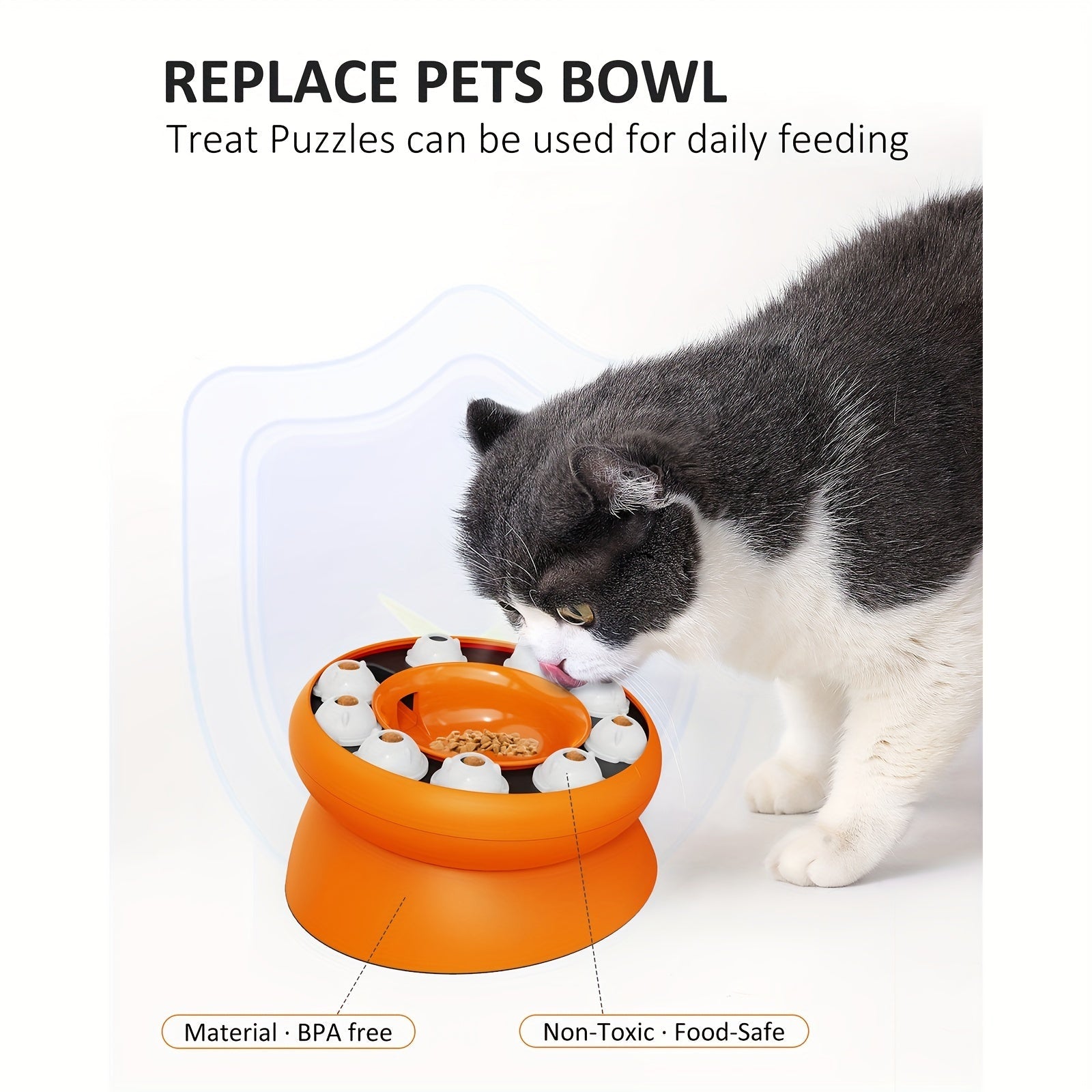 KFX-0827453 Interactive Cat Puzzle Toy - Educational Dry Food Feeder and Snack Dispenser, 210mm x 210mm x 121mm, 345g