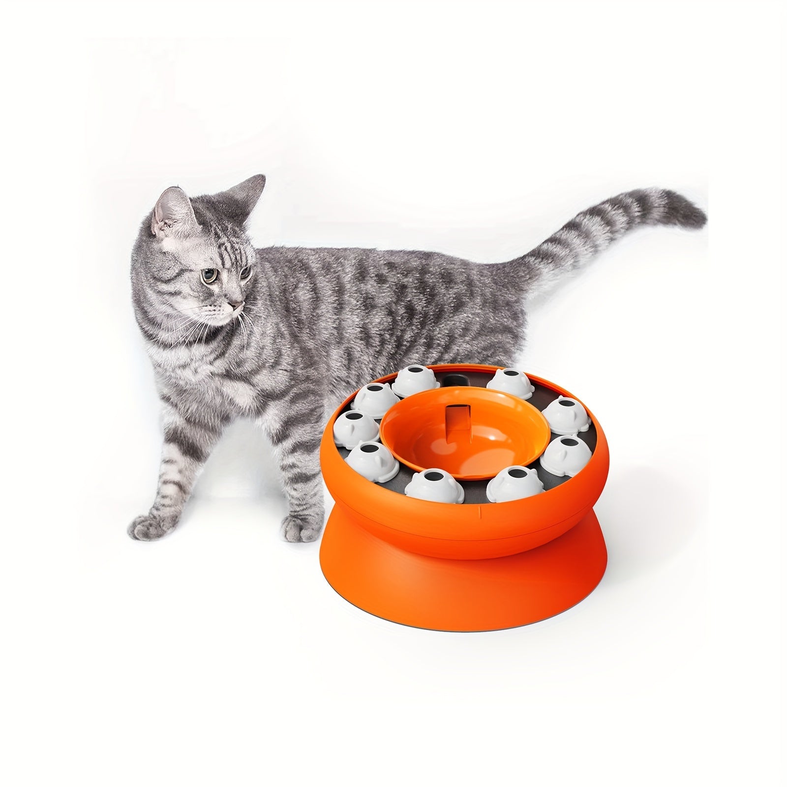 KFX-0827453 Interactive Cat Puzzle Toy - Educational Dry Food Feeder and Snack Dispenser, 210mm x 210mm x 121mm, 345g