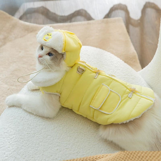KFX-0828349 Thickened Cotton-Padded Cat Clothes for Autumn and Winter - Soft Polyester, Multiple Sizes & Colors Available