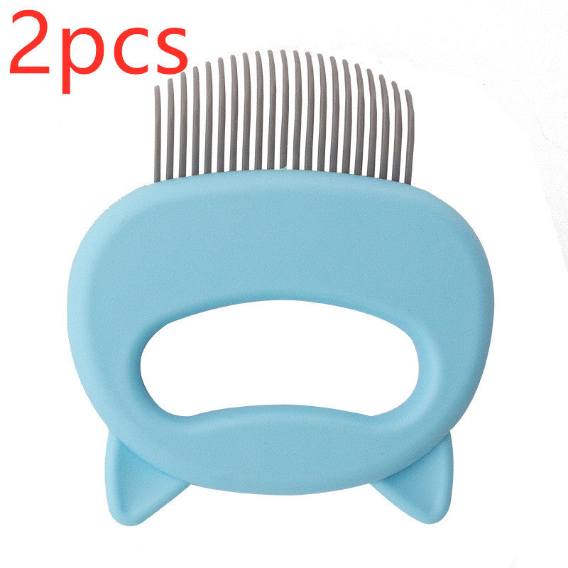 KFX-0831549 Pet Hair Removal Massaging Shell Comb for Cats and Small Dogs - Plastic, Available in Blue, Green, and Pink