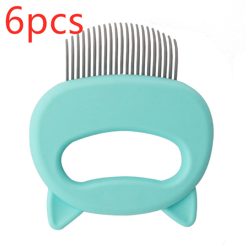 KFX-0831549 Pet Hair Removal Massaging Shell Comb for Cats and Small Dogs - Plastic, Available in Blue, Green, and Pink