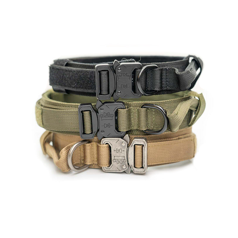 KFX-0831933 Tactical Nylon Dog Collar for Large Dogs – Sizes M, L, XL in Black, Army Green, Khaki