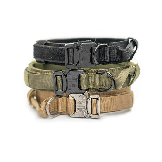 KFX-0831933 Tactical Nylon Dog Collar for Large Dogs – Sizes M, L, XL in Black, Army Green, Khaki