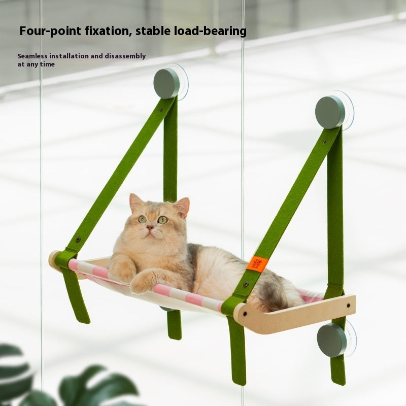 KFX-0834365 Cozy Cat Hammock with Window Sucker for Balcony and Glass Swing
