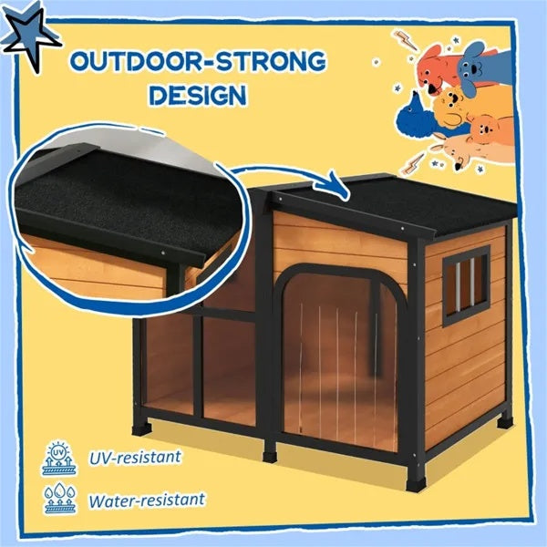 KFX-0839357 Spacious Outdoor Dog House with Weatherproof Roof and Openable Design for Large Dogs