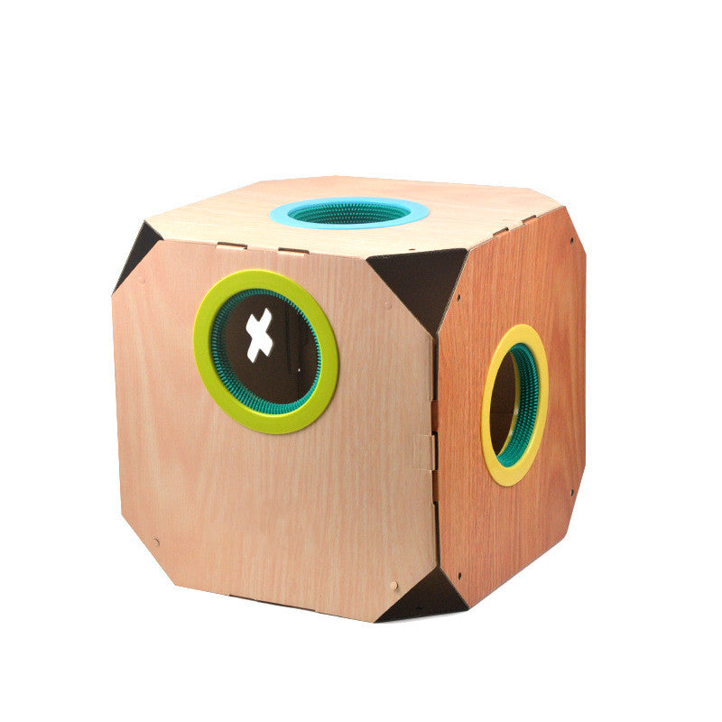 KFX-0841661 DIY Multi-Purpose Cat Hiding Box with Cardboard for Hair Removal and Play