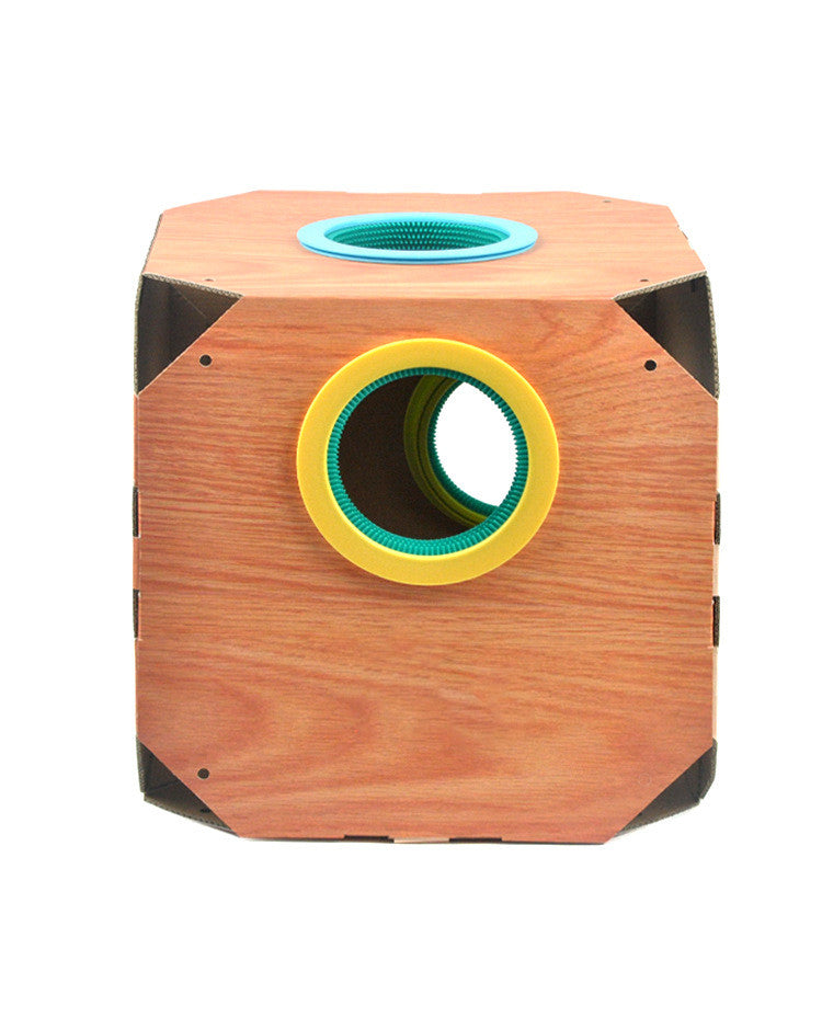 KFX-0841661 DIY Multi-Purpose Cat Hiding Box with Cardboard for Hair Removal and Play