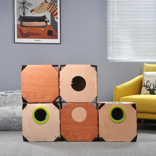 KFX-0841661 DIY Multi-Purpose Cat Hiding Box with Cardboard for Hair Removal and Play