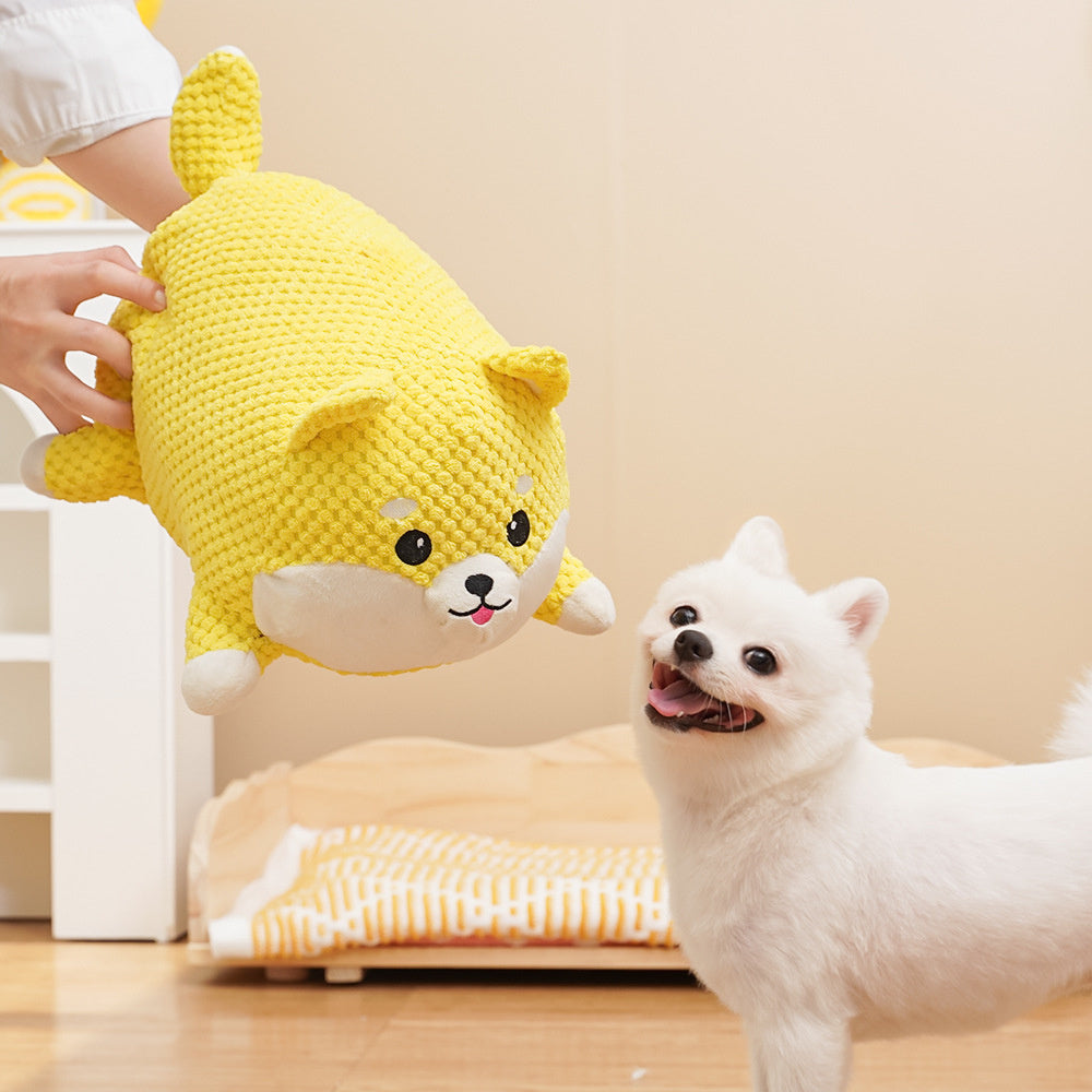 KFX-0842941 Plush Dog Calming Toy - Squeaky Teeth Cleaning Chew Pillow for Puppies