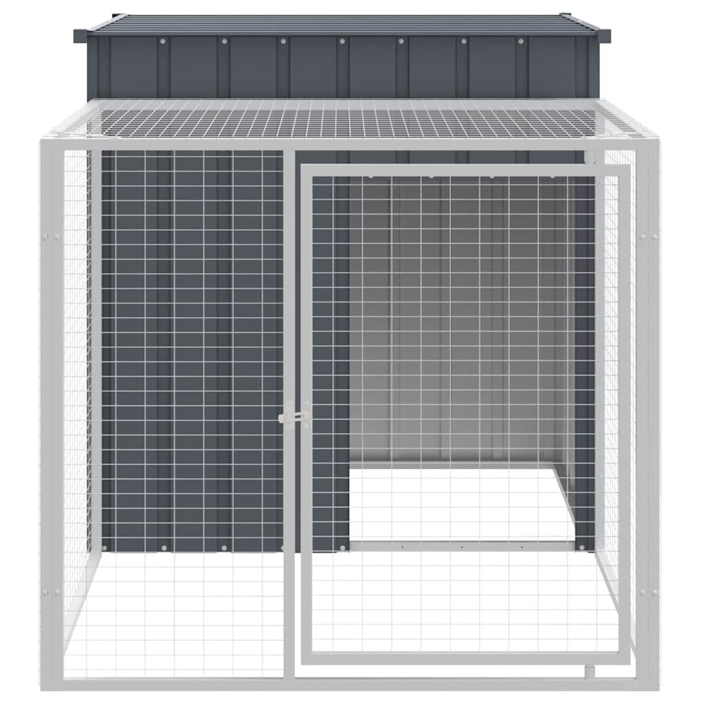 KFX-0843069 Chicken Coop with Run in Anthracite - Galvanized Steel, Dimensions 110x201x110 cm