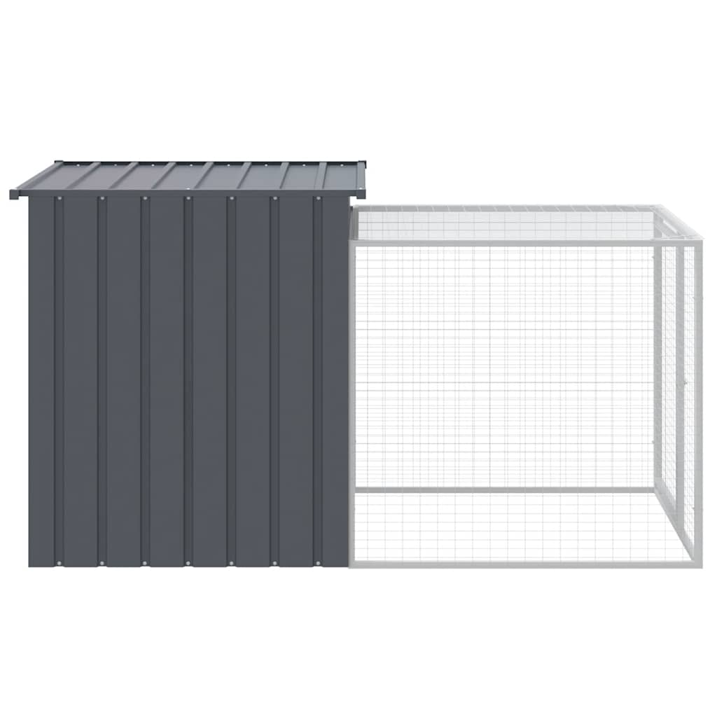 KFX-0843069 Chicken Coop with Run in Anthracite - Galvanized Steel, Dimensions 110x201x110 cm