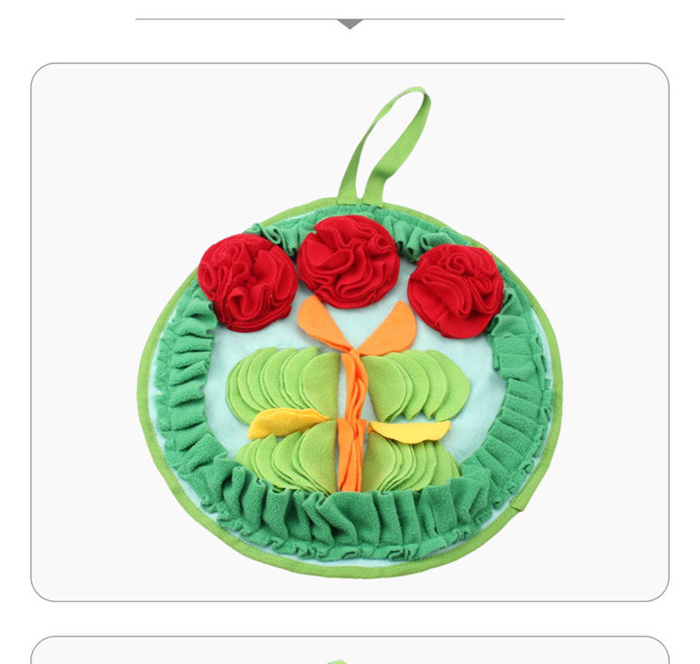 KFX-0843325 Full Garden Spring Sniffing Pad for Pets - Round Polar Fleece Chew Toy, 43cm Diameter, Colorful Floral Design