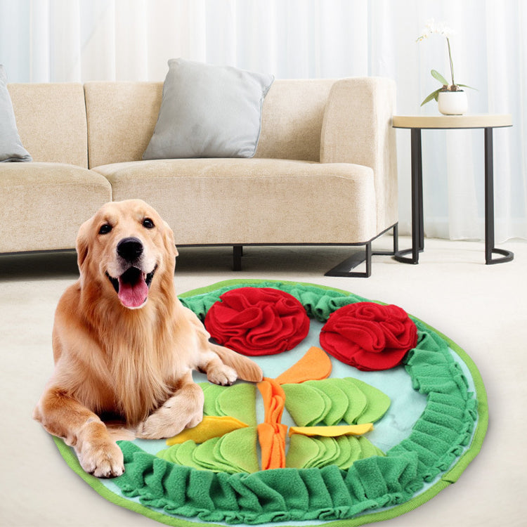 KFX-0843325 Full Garden Spring Sniffing Pad for Pets - Round Polar Fleece Chew Toy, 43cm Diameter, Colorful Floral Design