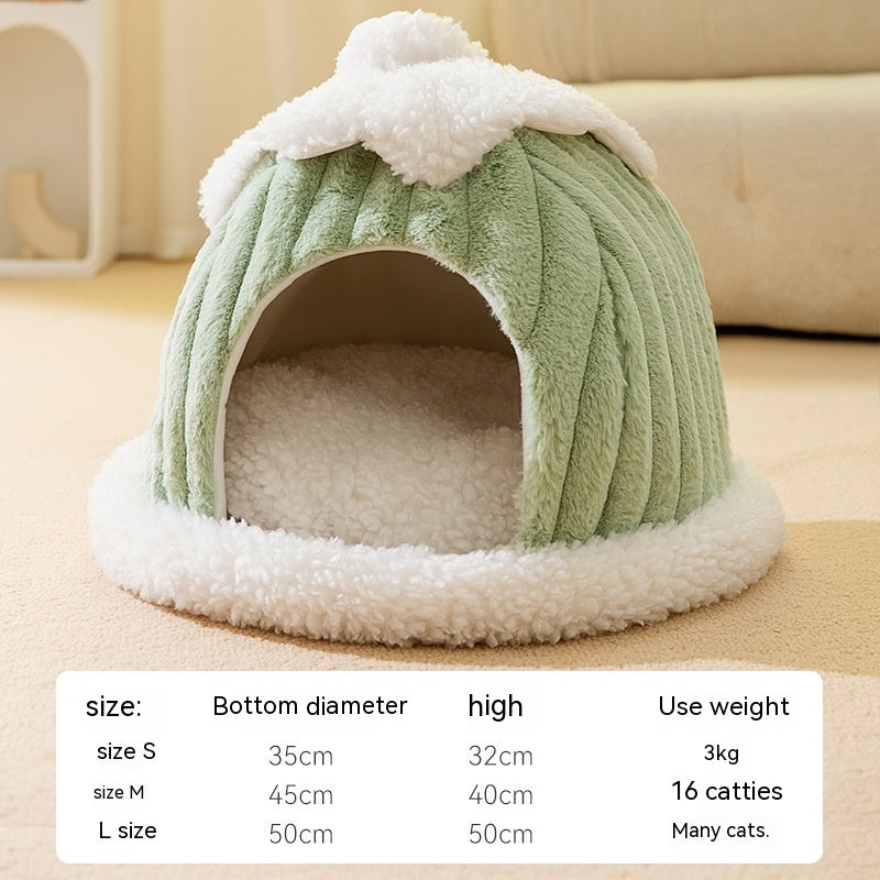KFX-0845501 Cozy Cat Nest Bed for Autumn & Winter - Warm, Soft, Available in Gray and Green