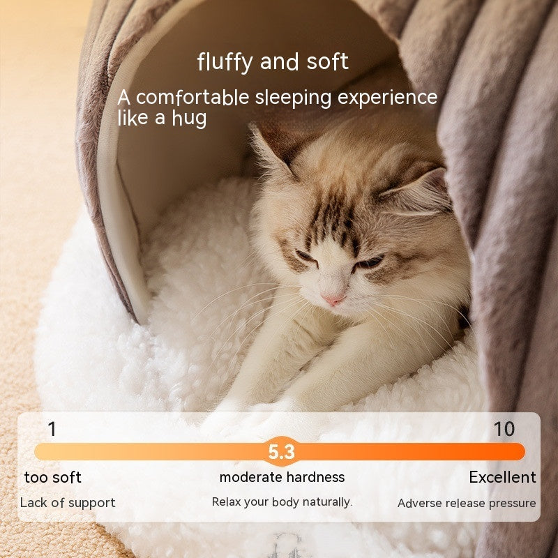 KFX-0845501 Cozy Cat Nest Bed for Autumn & Winter - Warm, Soft, Available in Gray and Green