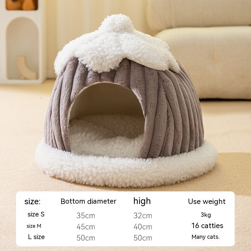 KFX-0845501 Cozy Cat Nest Bed for Autumn & Winter - Warm, Soft, Available in Gray and Green
