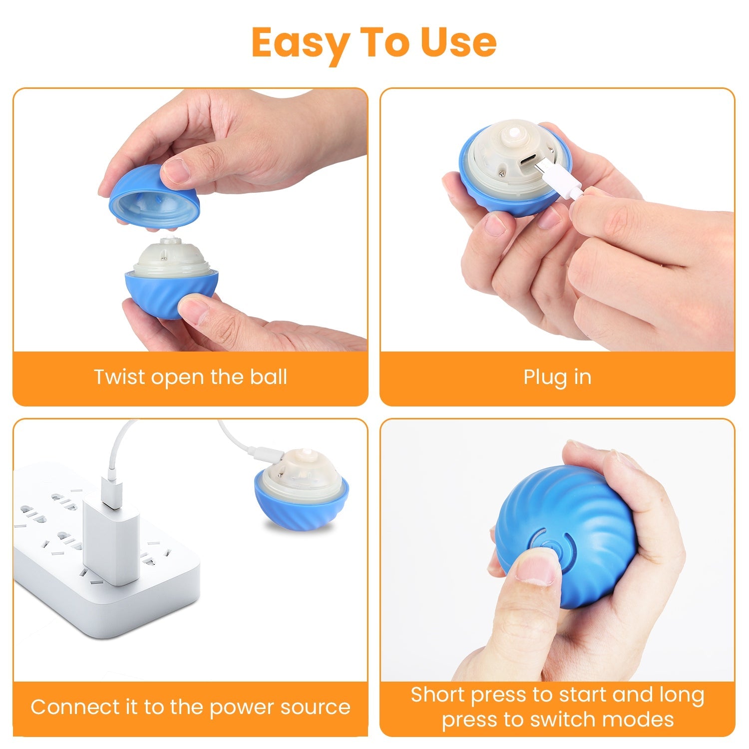KFX-0848701 Interactive Motion-Activated Cat Toy Ball with Rechargeable Battery for Indoor Play