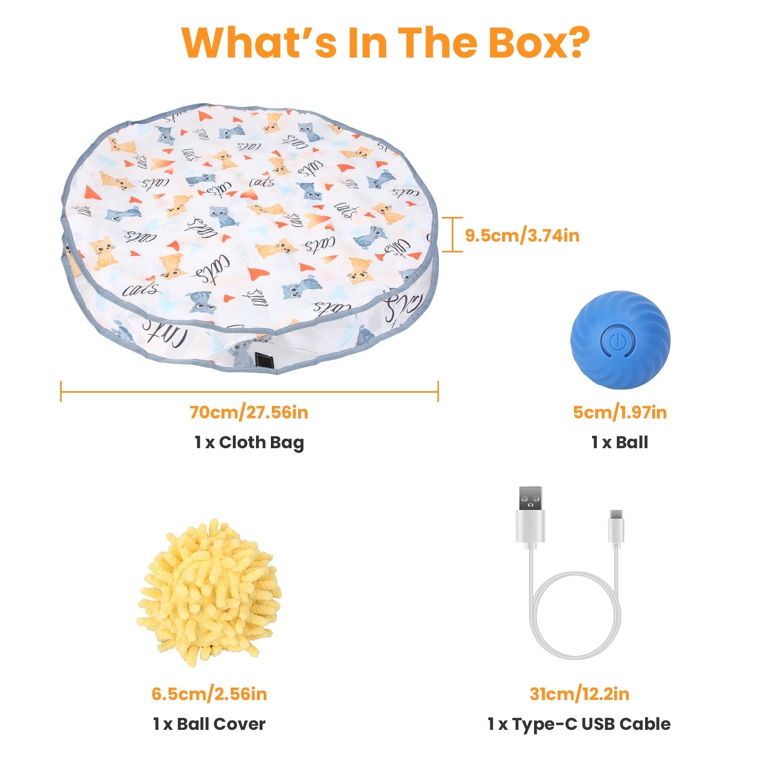 KFX-0848701 Interactive Motion-Activated Cat Toy Ball with Rechargeable Battery for Indoor Play
