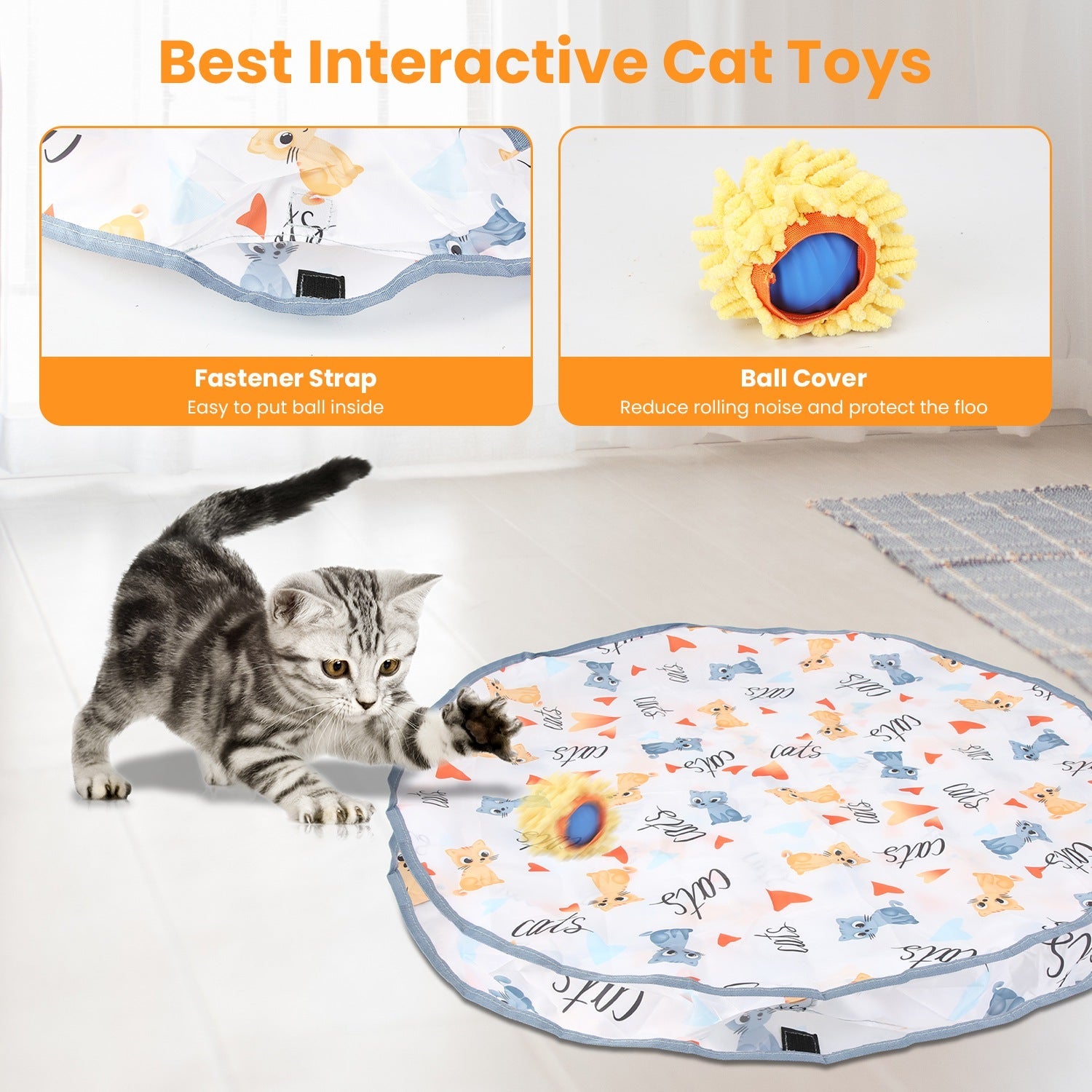 KFX-0848701 Interactive Motion-Activated Cat Toy Ball with Rechargeable Battery for Indoor Play