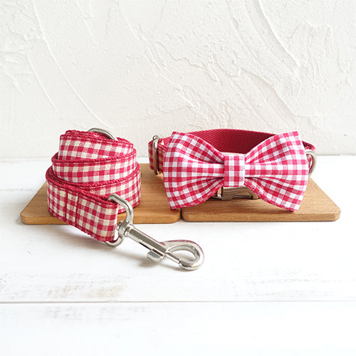 KFX-0849213 Stylish Polyester Pet Collar Bow Tie Set with Leash