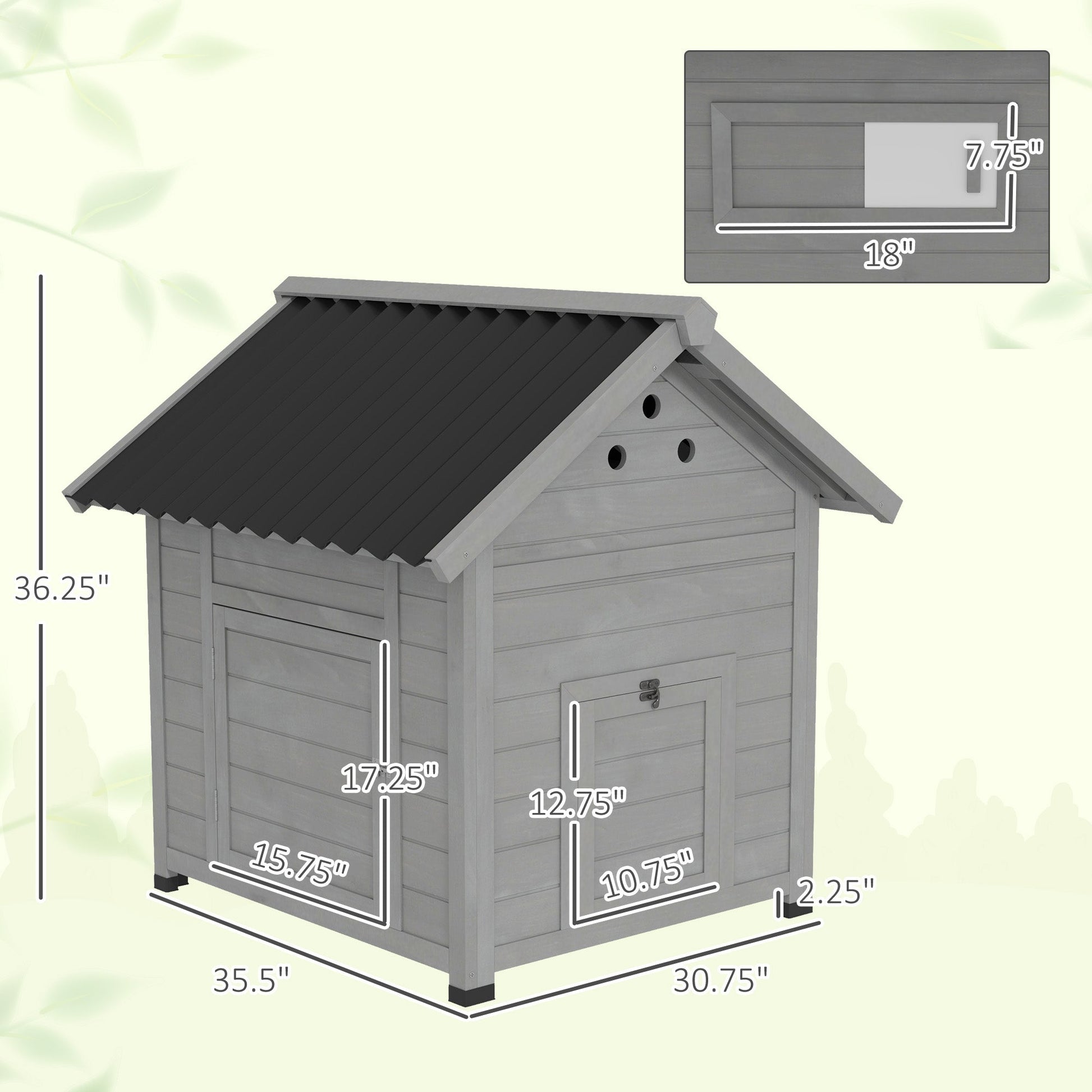 KFX-0850877 Wooden Duck House with Openable Roof & Double Doors, Light Gray Finish, Ideal for 3 Ducks