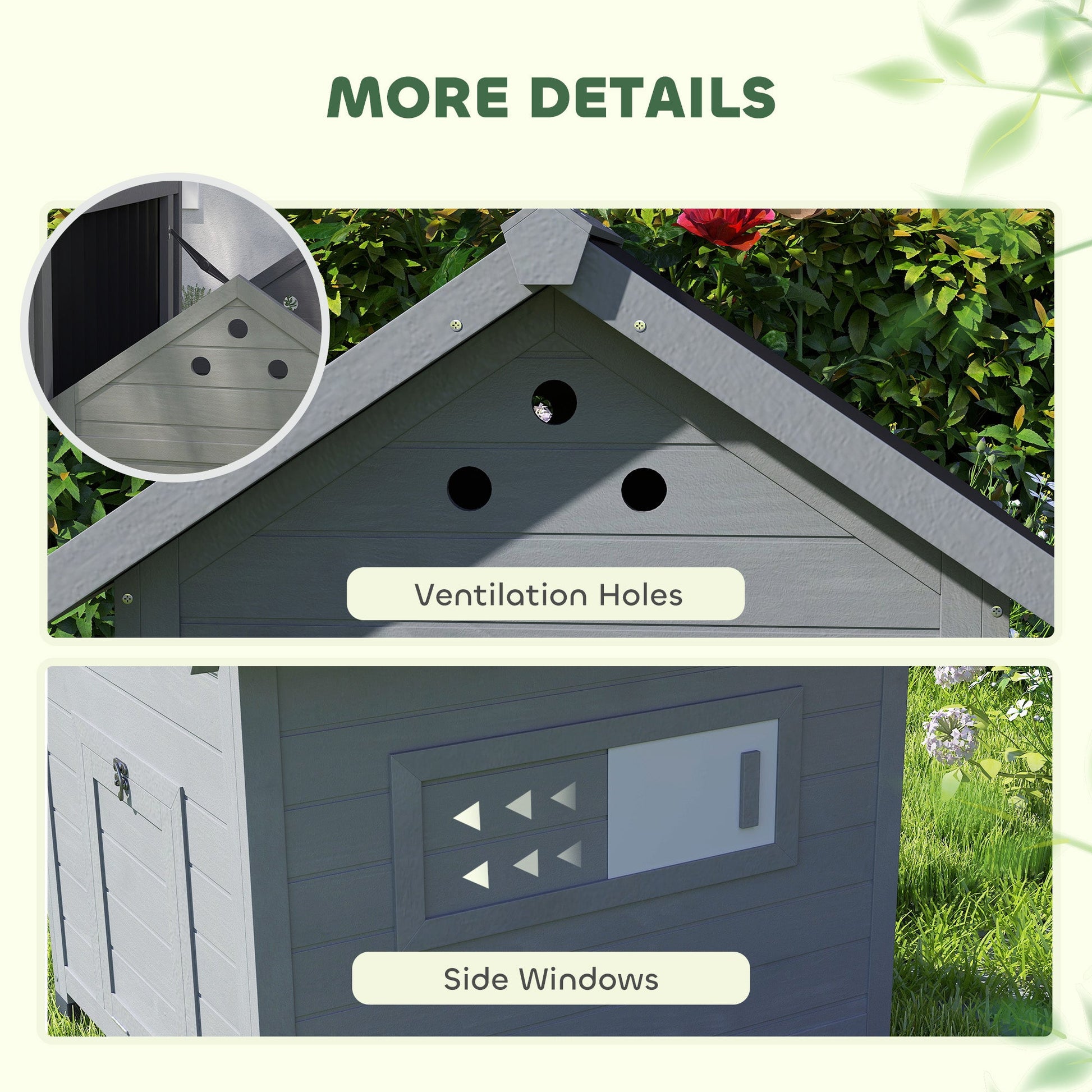 KFX-0850877 Wooden Duck House with Openable Roof & Double Doors, Light Gray Finish, Ideal for 3 Ducks
