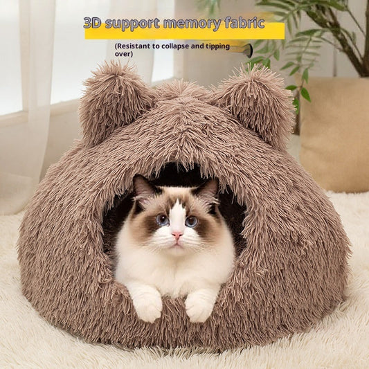KFX-0851261 Large Cat Nest Semi-Closed Plush Kennel in Multiple Sizes and Colors
