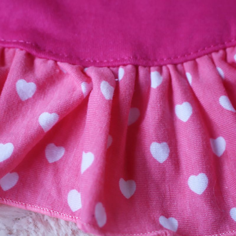 KFX-0851389 Small Dog Summer Dress with Bowknot and Letter Print in Pink, Purple, and Rose - Cotton Blend Apparel for Girls