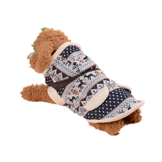 KFX-0851645 Fawn Snowflake Hooded Cotton Coat for Pets - Casual Wear, Available in Various Sizes