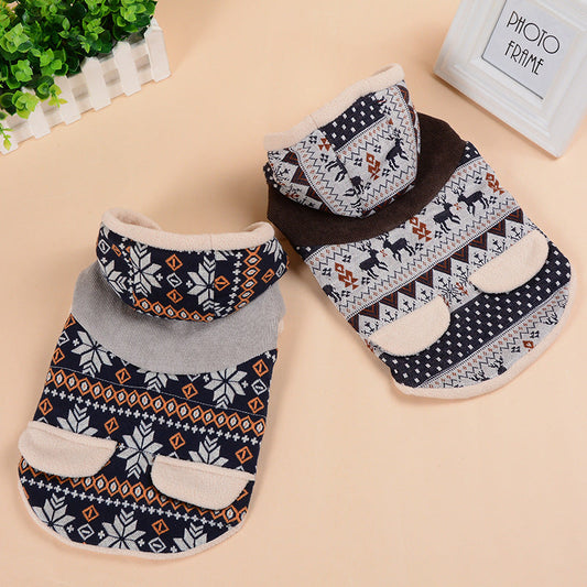 KFX-0851645 Fawn Snowflake Hooded Cotton Coat for Pets - Casual Wear, Available in Various Sizes