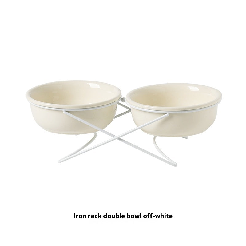 KFX-0853181 Ceramic Pet Bowls with Iron Rack – Double and Single Options Available in Multiple Colors