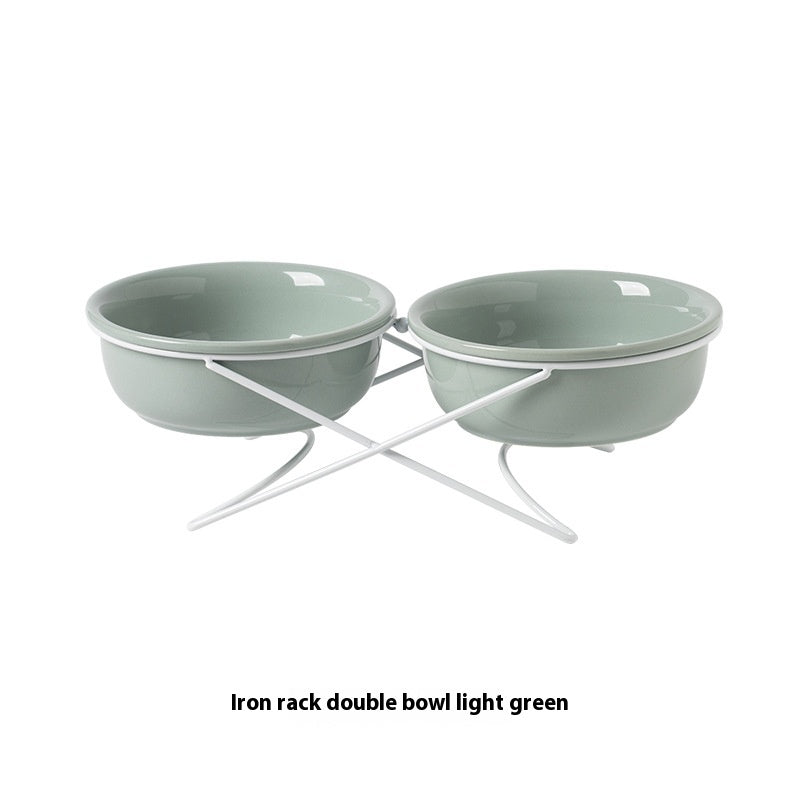 KFX-0853181 Ceramic Pet Bowls with Iron Rack – Double and Single Options Available in Multiple Colors