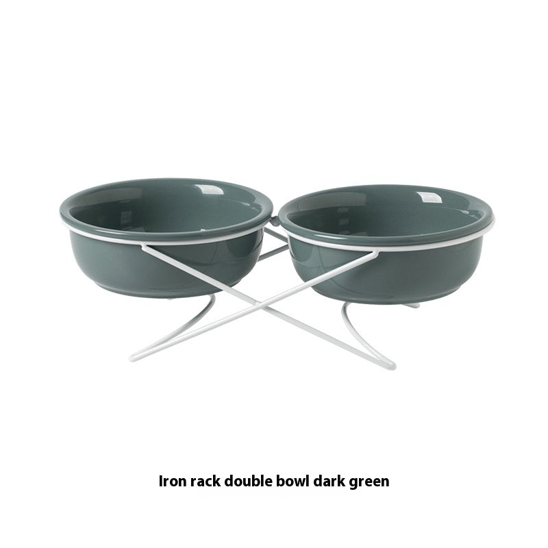 KFX-0853181 Ceramic Pet Bowls with Iron Rack – Double and Single Options Available in Multiple Colors