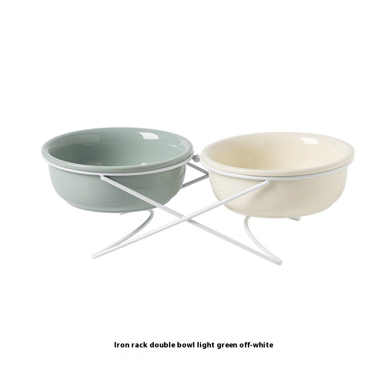 KFX-0853181 Ceramic Pet Bowls with Iron Rack – Double and Single Options Available in Multiple Colors