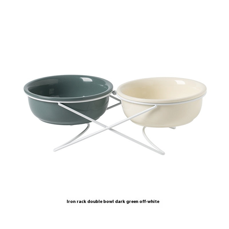 KFX-0853181 Ceramic Pet Bowls with Iron Rack – Double and Single Options Available in Multiple Colors