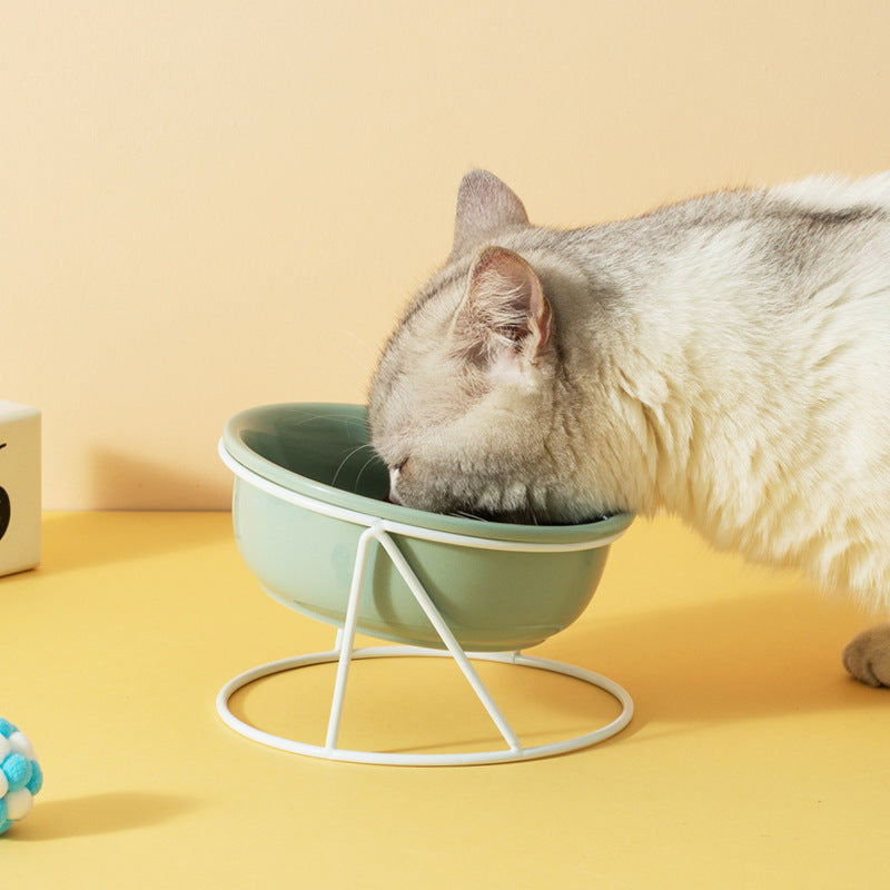 KFX-0853181 Ceramic Pet Bowls with Iron Rack – Double and Single Options Available in Multiple Colors