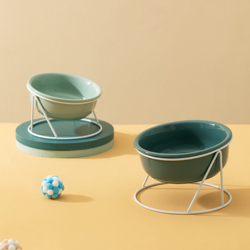 KFX-0853181 Ceramic Pet Bowls with Iron Rack – Double and Single Options Available in Multiple Colors